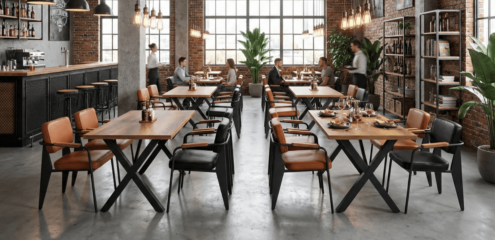 Restoran iç mekanında Zena Mobilya masa ve sandalye takımları — iç ve dış mekana uygun ticari modeller